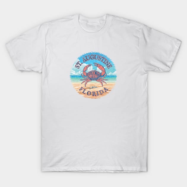 St. Augustine, Florida, with Stone Crab on Beach T-Shirt by jcombs